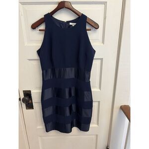 Darling‎ London Women's Navy Sleeveless Sheath Dress Striped Lined Size 12